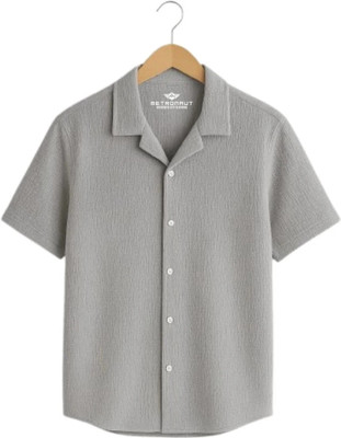 METRONAUT Men Self Design Casual Grey Shirt
