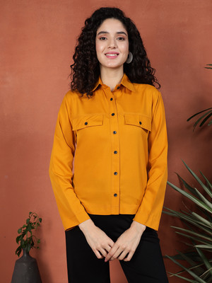 TANDUL Women Solid Casual Yellow Shirt