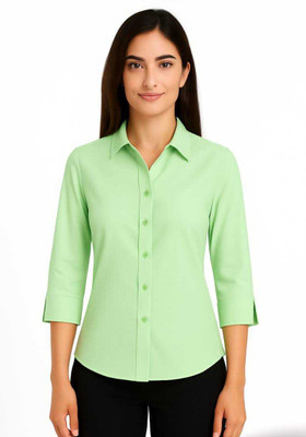 ZUNAIRA GARMENTS Women Solid Formal Green Shirt