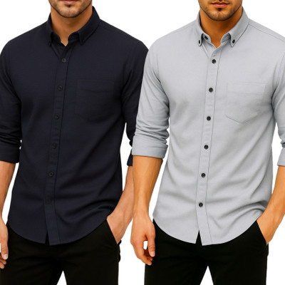 Mensclothing Men Solid Casual Multicolor Shirt(Pack of 2)