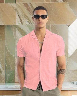 Abizzstore Retails Surat Men Self Design Casual Pink Shirt