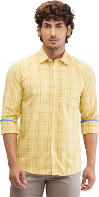 PARX Men Checkered Casual Yellow Shirt