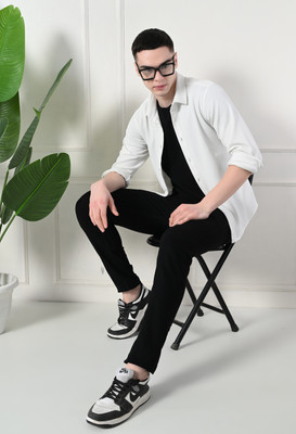 TOLIKE Men Striped Casual White Shirt