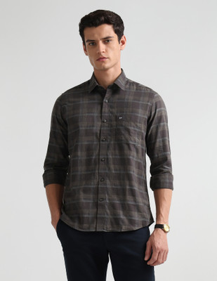 Arrow Sport Men Checkered Casual Brown, Beige Shirt