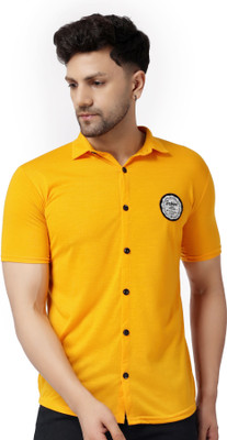 Blisstone Men Solid Casual Yellow Shirt