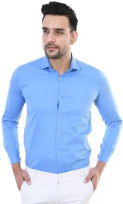 Wristy Men Solid Casual Light Blue Shirt