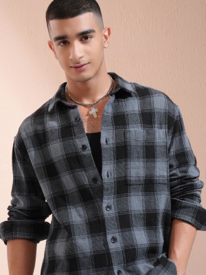 HIGHLANDER Men Checkered Casual Grey, Black Shirt