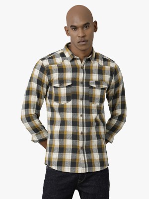 VOI JEANS Men Checkered Casual Brown Shirt