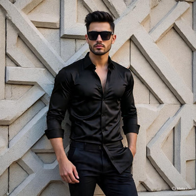 FABDACK Men Solid Casual White Shirt