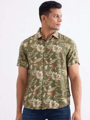 Spykar Men Printed Casual Green Shirt