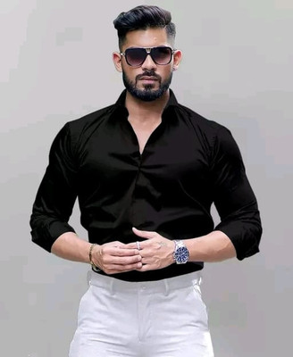uvwholesale Men Solid Formal Black Shirt