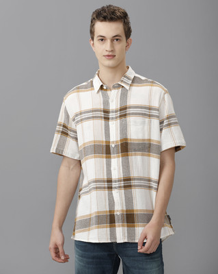 VOI JEANS Men Checkered Casual White Shirt