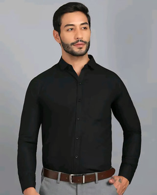 rajtraders Men Solid Party Black Shirt