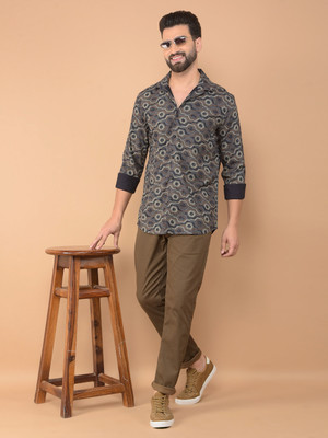 CRIMSOUNE CLUB Men Printed Casual Brown Shirt