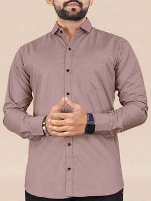 NIVICK Men Solid Formal Pink Shirt