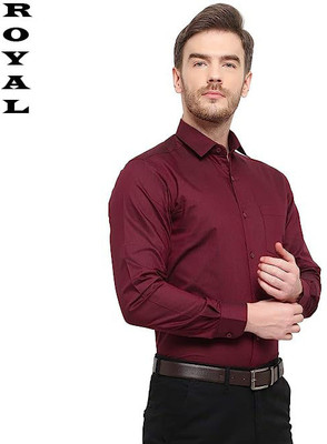 Nextgen Fashion Men Solid Formal Maroon Shirt