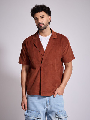 FUGAZEE Men Solid Casual Brown Shirt