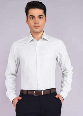 Raymond Men Printed Formal Light Green Shirt
