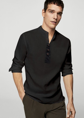 Arth Enterprise Men Solid Casual Black Shirt