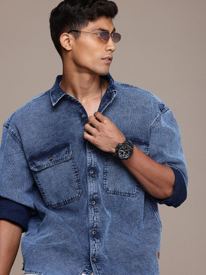 Roadster Men Washed Casual Blue Shirt