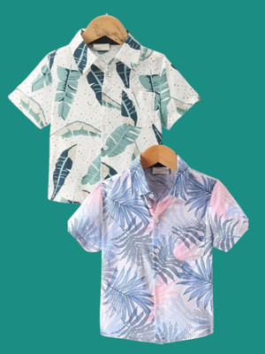 KILLER Boys Printed Casual Blue Shirt(Pack of 2)