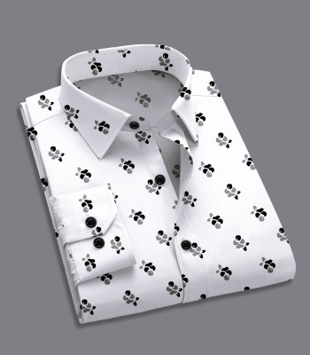 Khushi Creation Men Printed Casual White Shirt