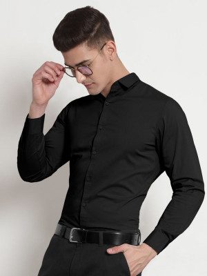 CHEAPSHIRTS Men Solid Formal Black Shirt