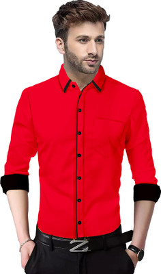 VTEXX Men Solid Casual Red Shirt