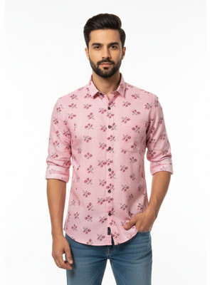 BBM MILLS Men Floral Print Casual Pink Shirt