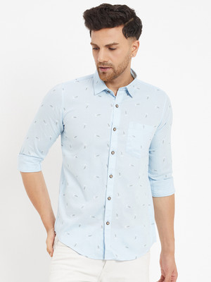 DUKE Men Printed Casual Blue Shirt