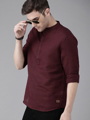 Roadster Men Solid Casual Maroon Shirt