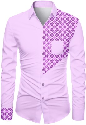 KAPURIYA FAB Men Striped Casual Purple Shirt