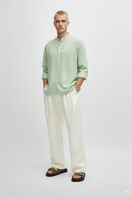 greet fashion Men Solid Casual Light Green Shirt