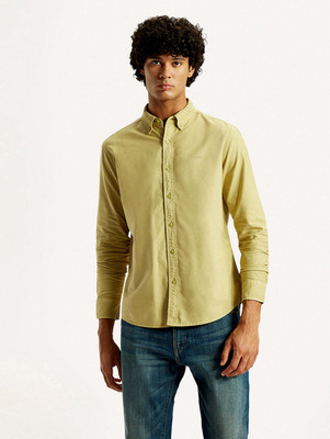 LEVI'S Men Solid Casual Yellow Shirt