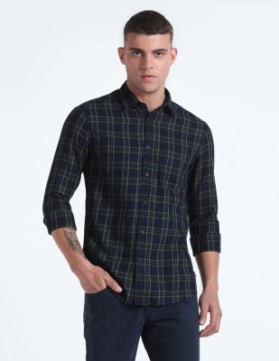 FLYING MACHINE Men Checkered Casual Blue Shirt