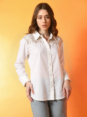PERFECT PRODUCTIONS Women Self Design Casual White Shirt