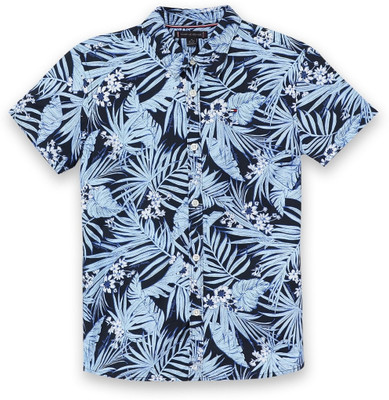 TOMMY HILFIGER Boys Floral Print Casual Blue Shirt