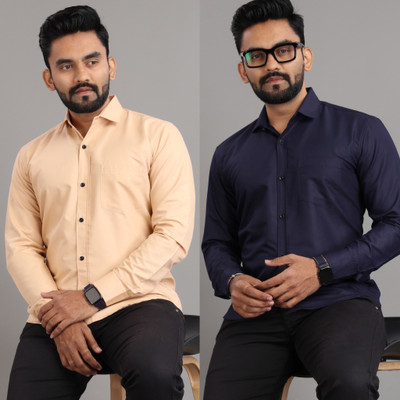 SOPANI Men Solid Casual Multicolor Shirt(Pack of 2)