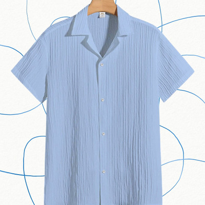 Jenil Fashion Men Solid Casual Light Blue Shirt