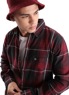 WROGN Men Checkered Casual Black Shirt