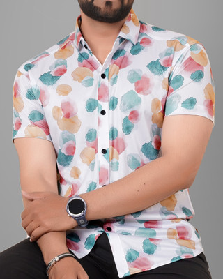 METRONAUT Men Printed Casual White Shirt