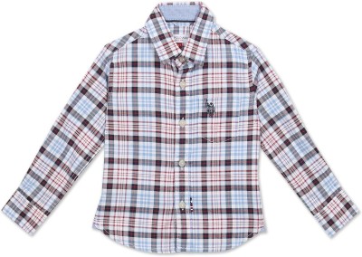 U.S. POLO ASSN. Boys Checkered Casual White Shirt