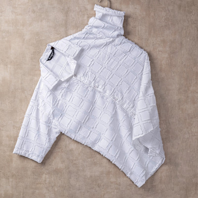 DearDean Men Self Design Casual White Shirt