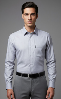 Alocea Men Self Design Formal Grey Shirt
