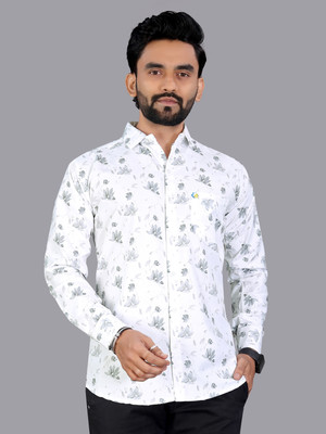 ALVIN ENTERPRISE Men Printed Formal White Shirt