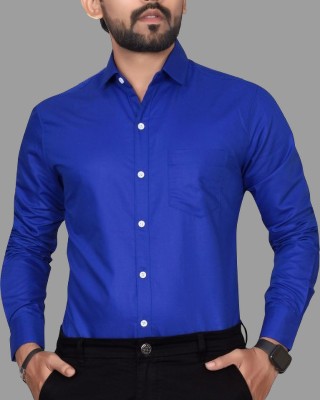 GLOBAL NOMAD Men Solid Casual Dark Blue Shirt