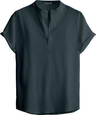 Webric Men Self Design Casual Grey Shirt