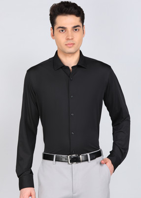 PARK AVENUE Men Self Design Formal Black Shirt