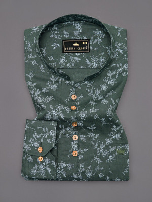 french crown Men Printed Casual Green, Light Blue Shirt