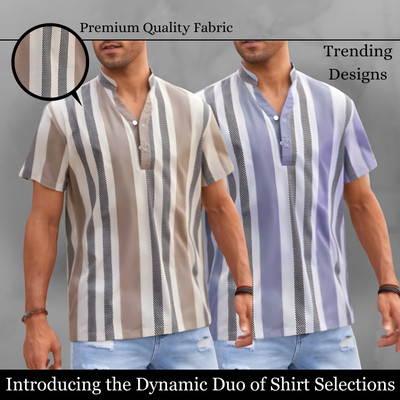 Hookstep Men Printed Casual Multicolor Shirt(Pack of 2)